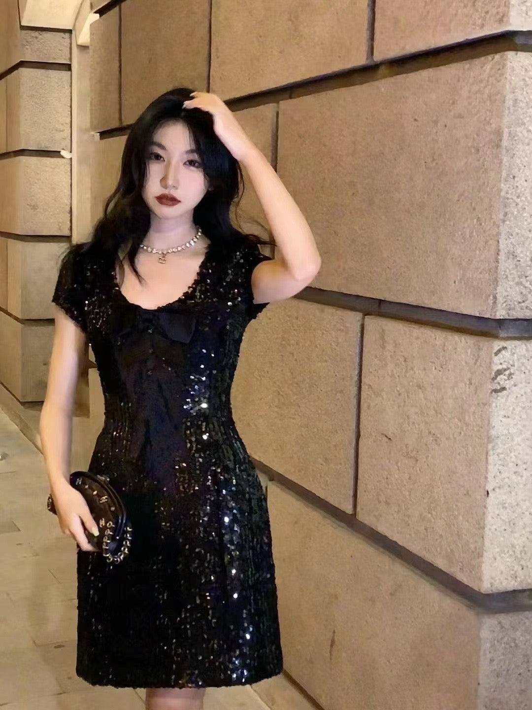 Chanel 1994 fashion show sequined dress formal dress size: 34