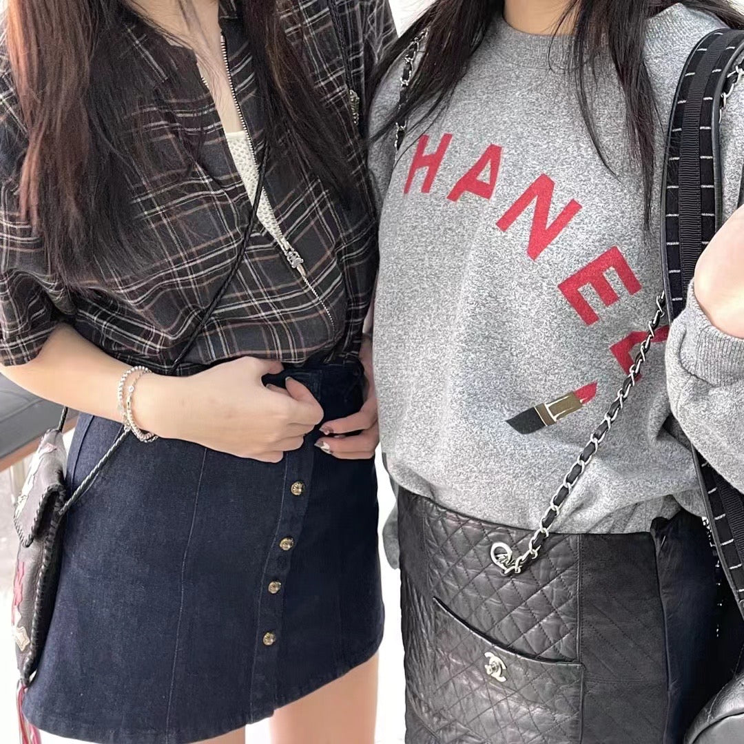 Chanel Classic Logo Grey Hoodie size:38