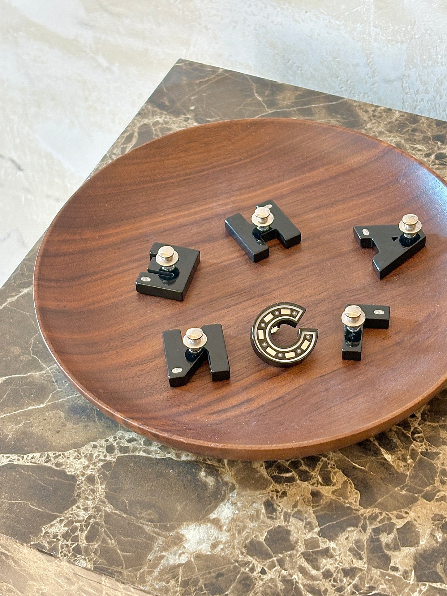 Chanel mirror logo r acrylic brooch