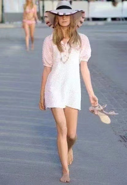 Chanel Vacation style pink dress Size:36
