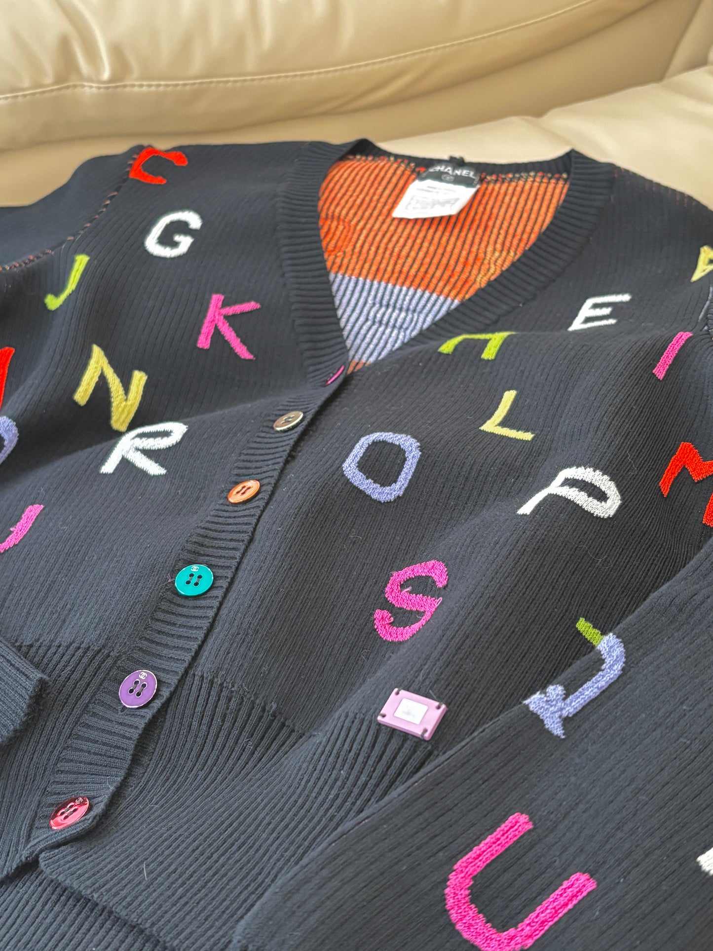 Chanel colored letter cardigan Size: 38