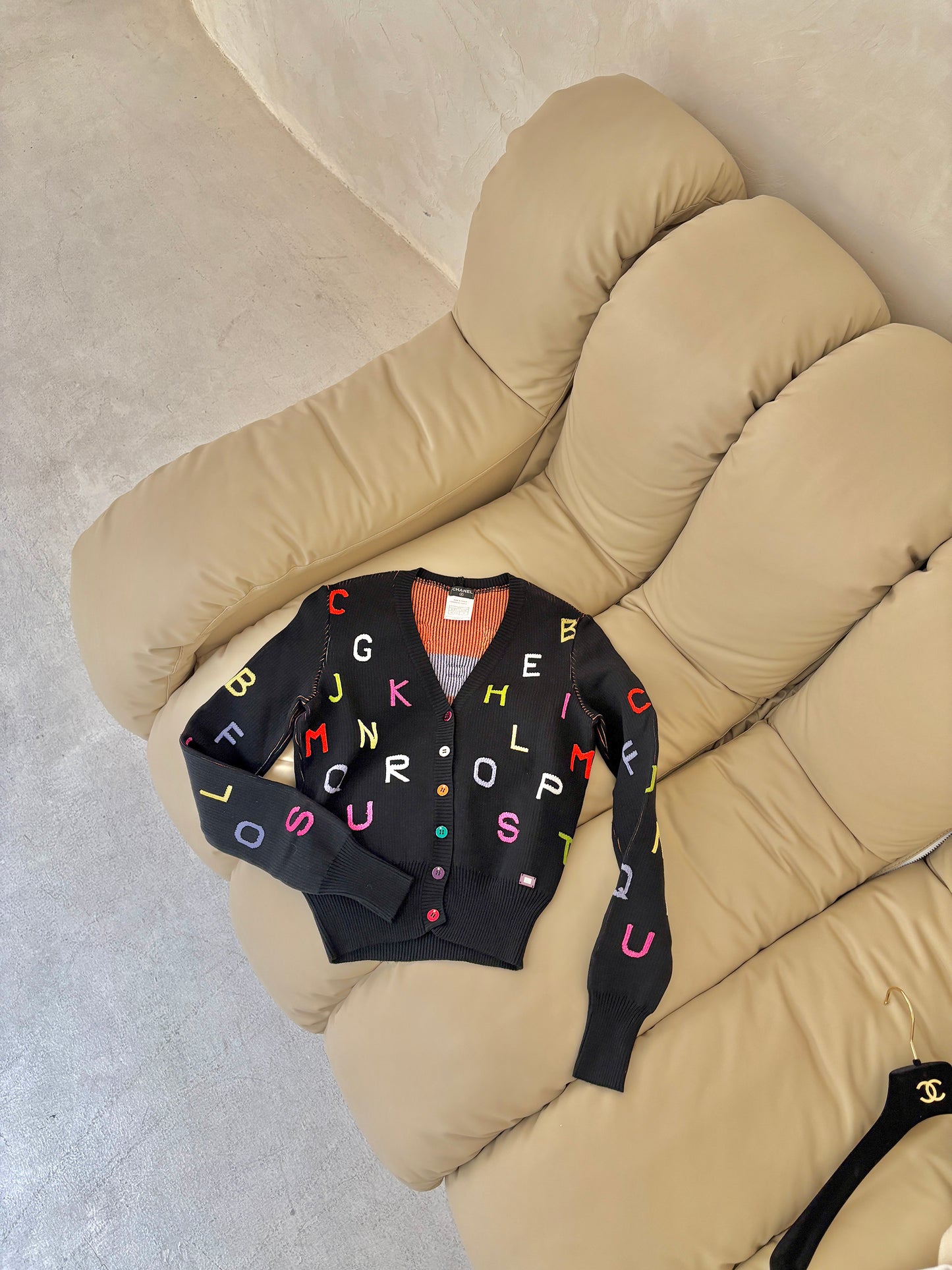 Chanel colored letter cardigan Size: 38