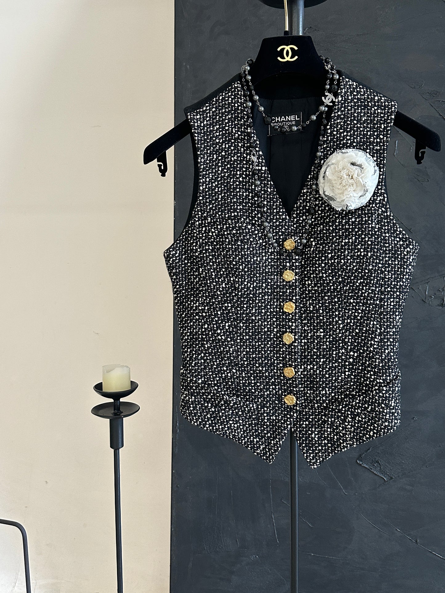 Chanel vintage grey woolen vest Size: 38