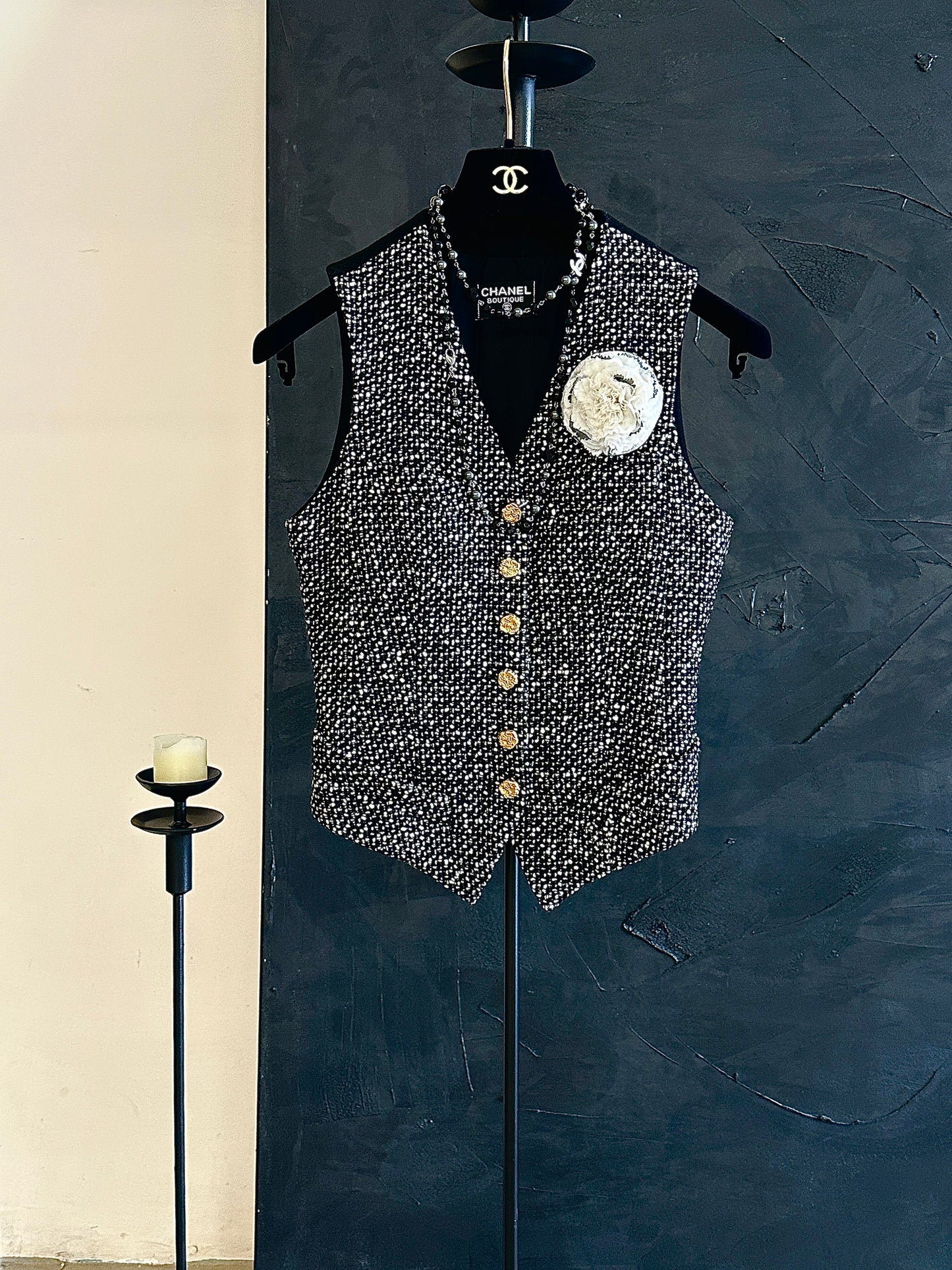 Chanel vintage grey woolen vest Size: 38