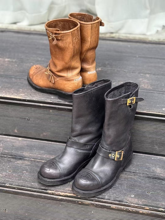 Chanel Brown/Black Boots Size:37