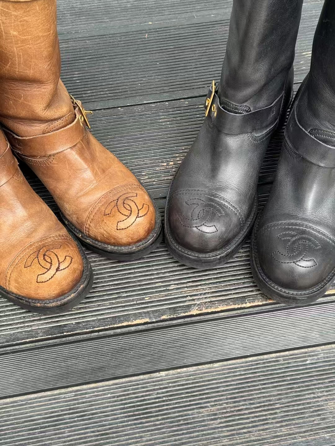 Chanel Brown/Black Boots Size:37