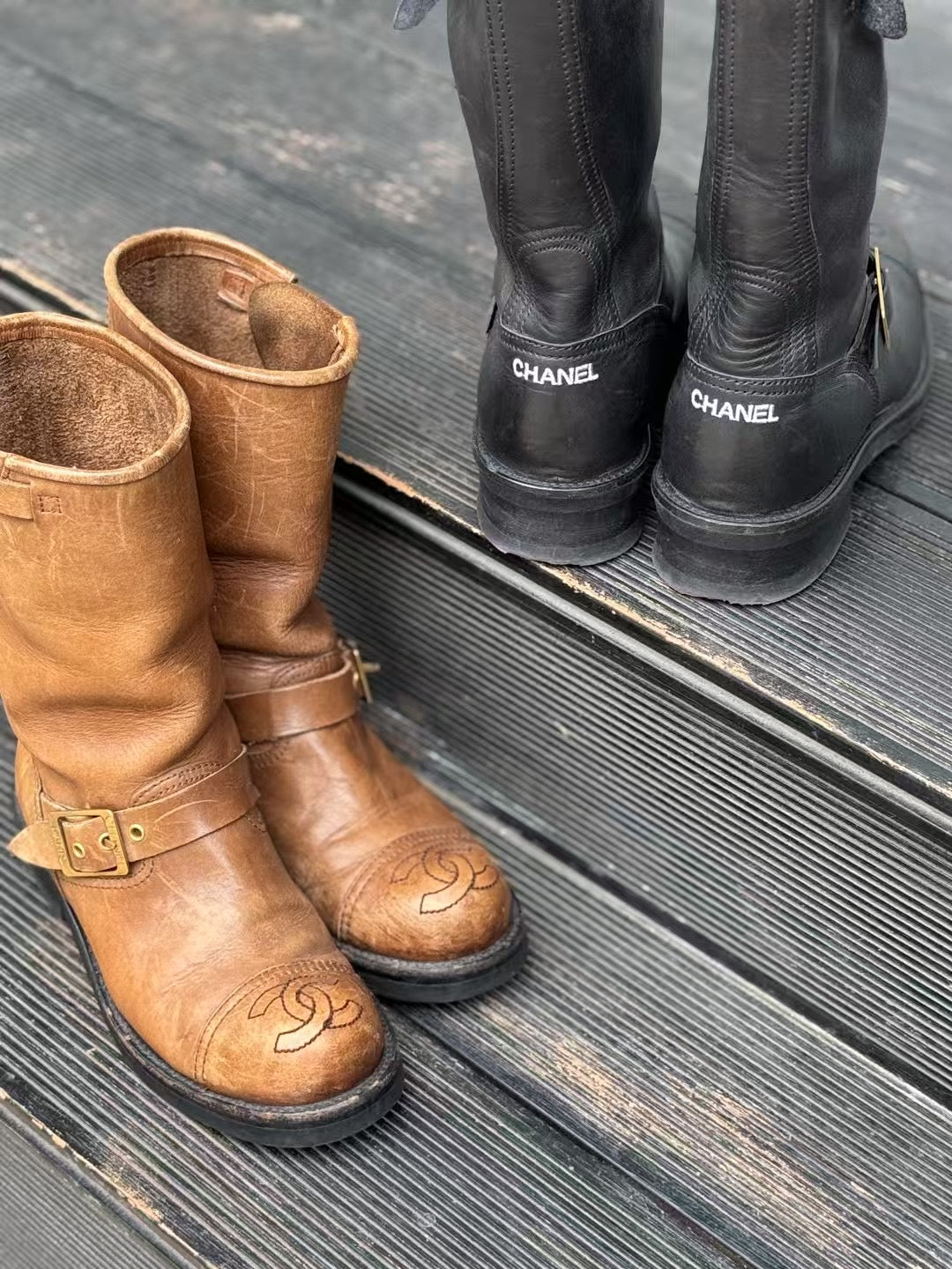 Chanel Brown/Black Boots Size:37