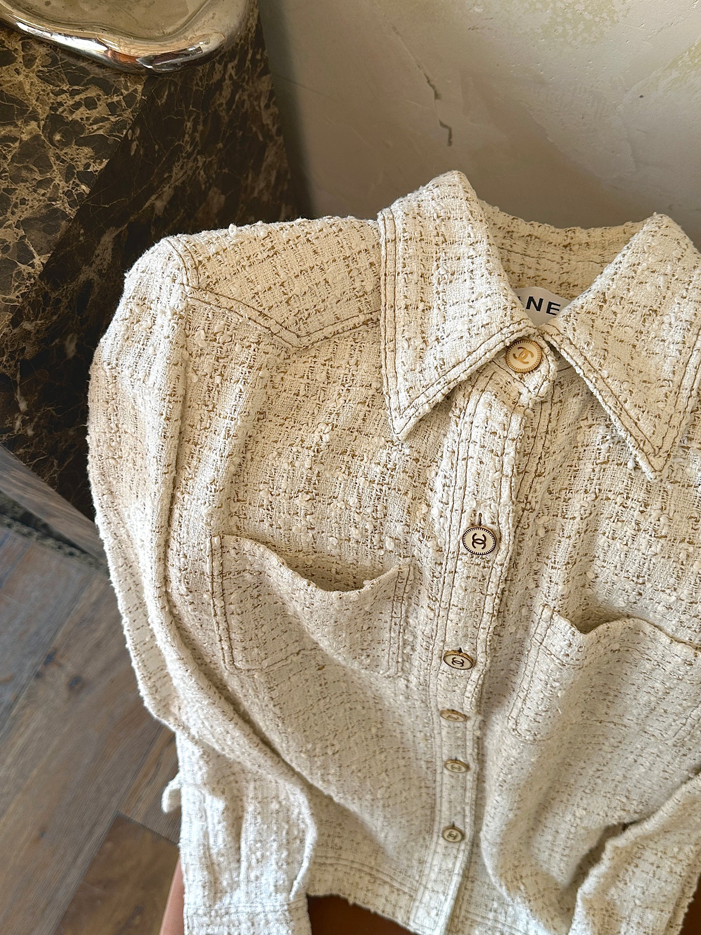 Chanel beige checkered shirt size:34