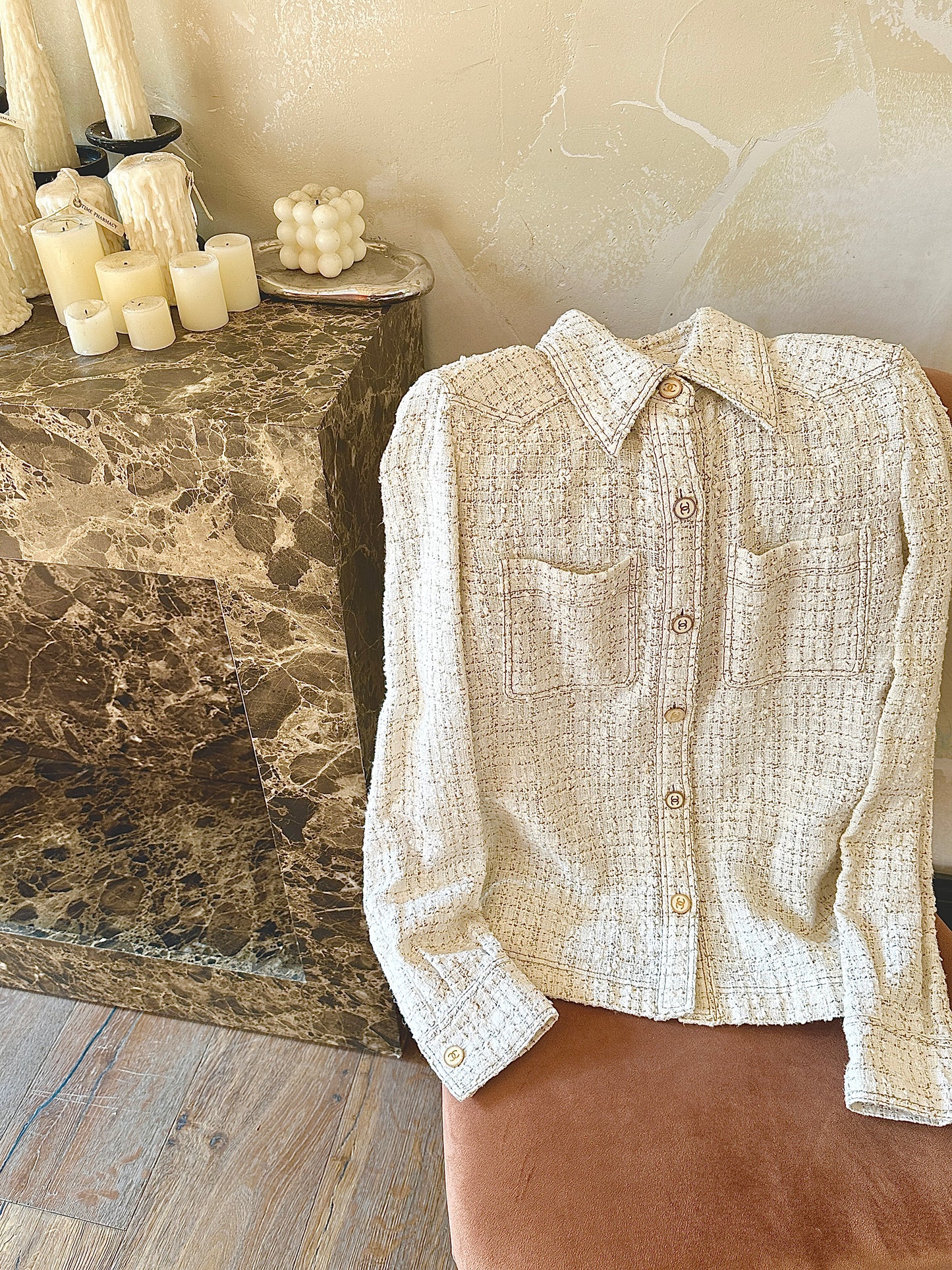 Chanel beige checkered shirt size:34