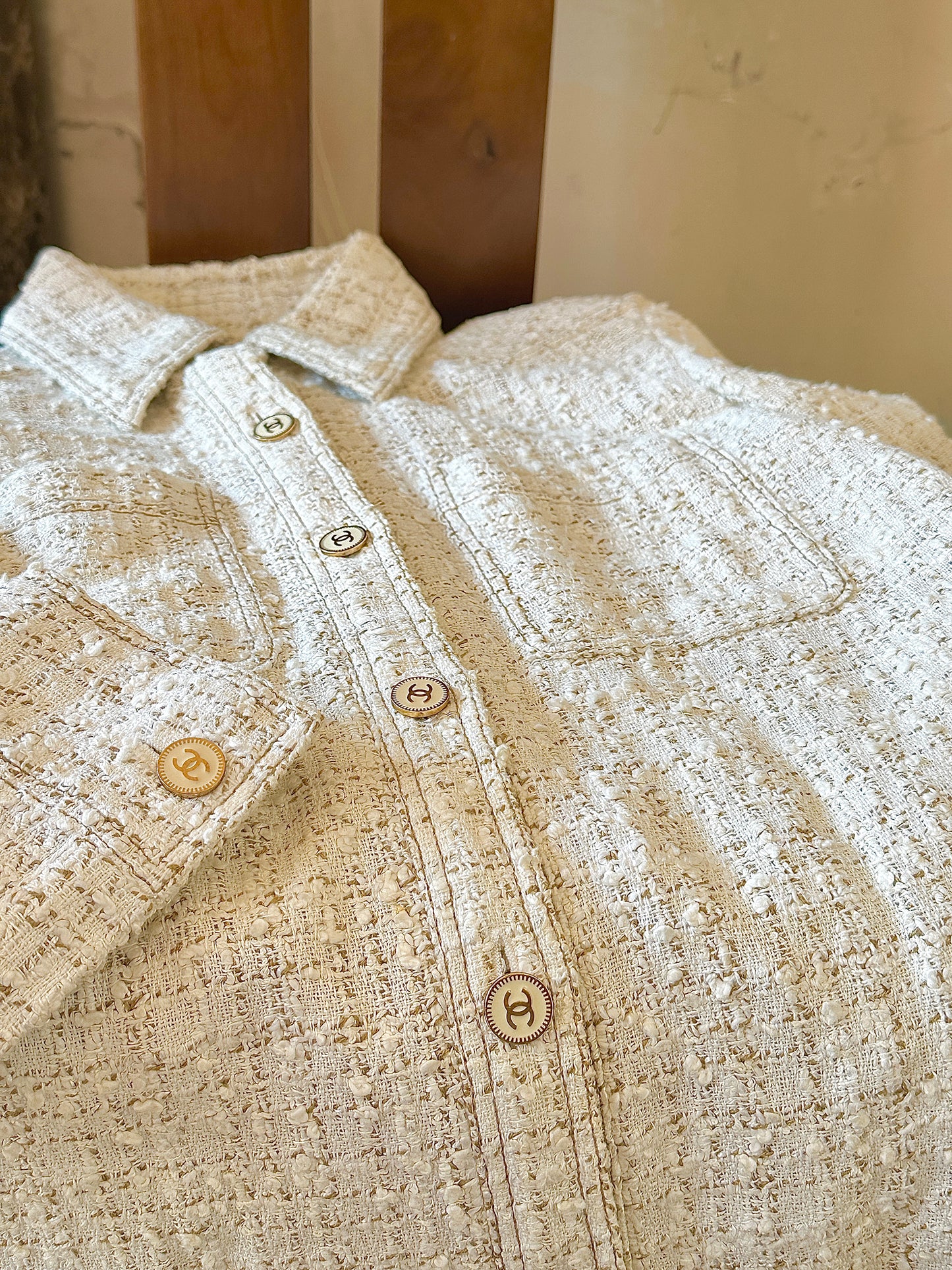 Chanel beige checkered shirt size:34