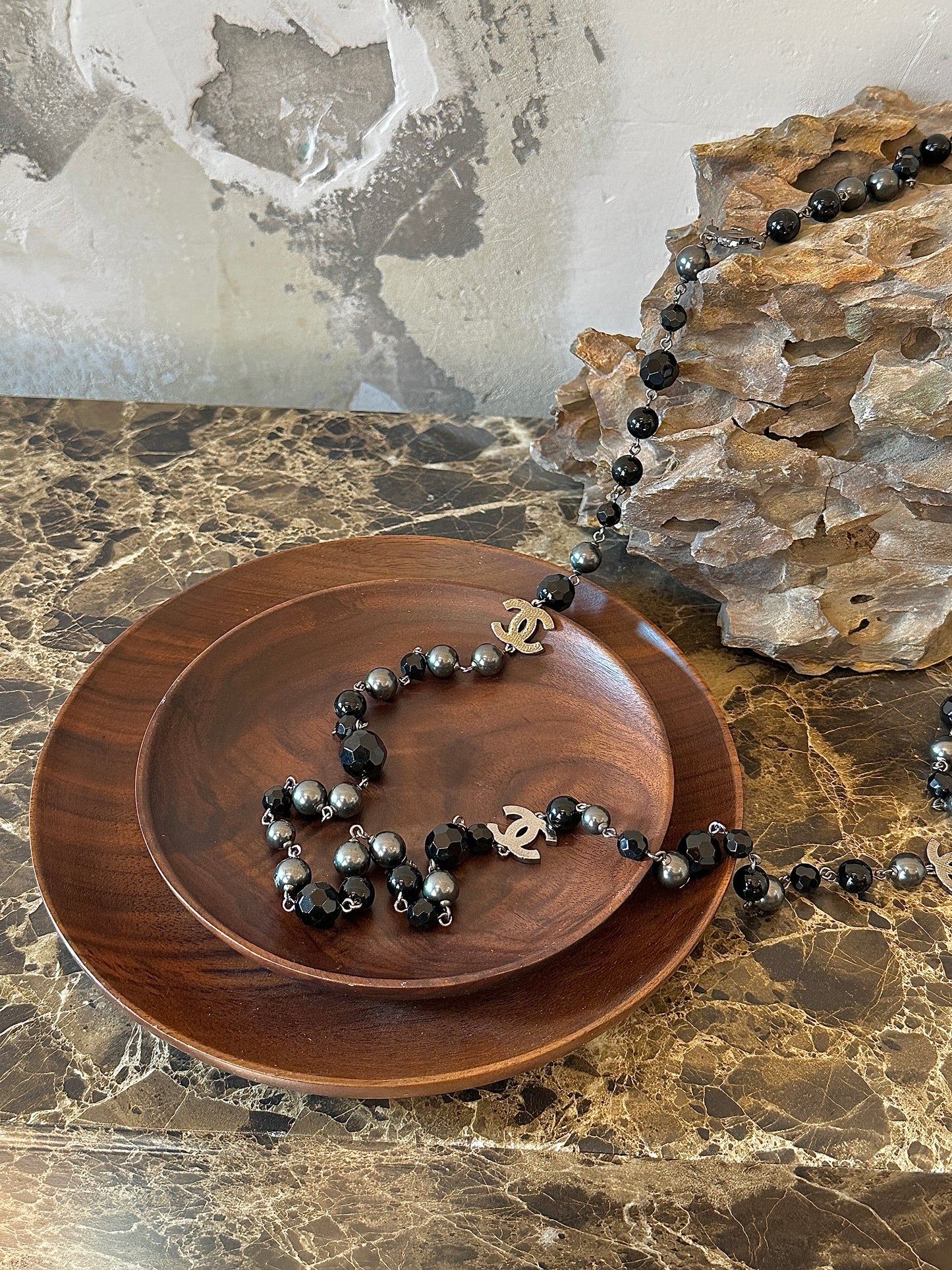 Chanel Black Pearl Long Necklace