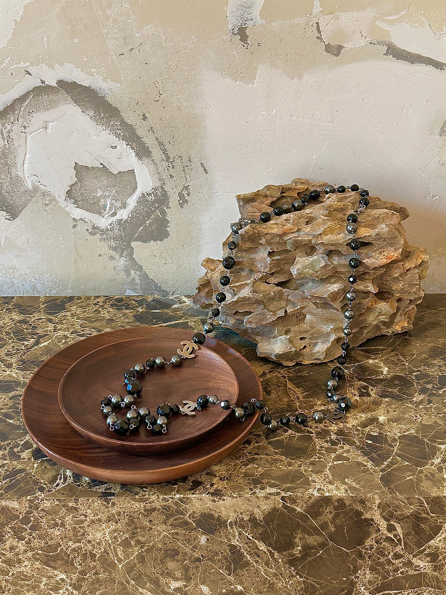 Chanel Black Pearl Long Necklace