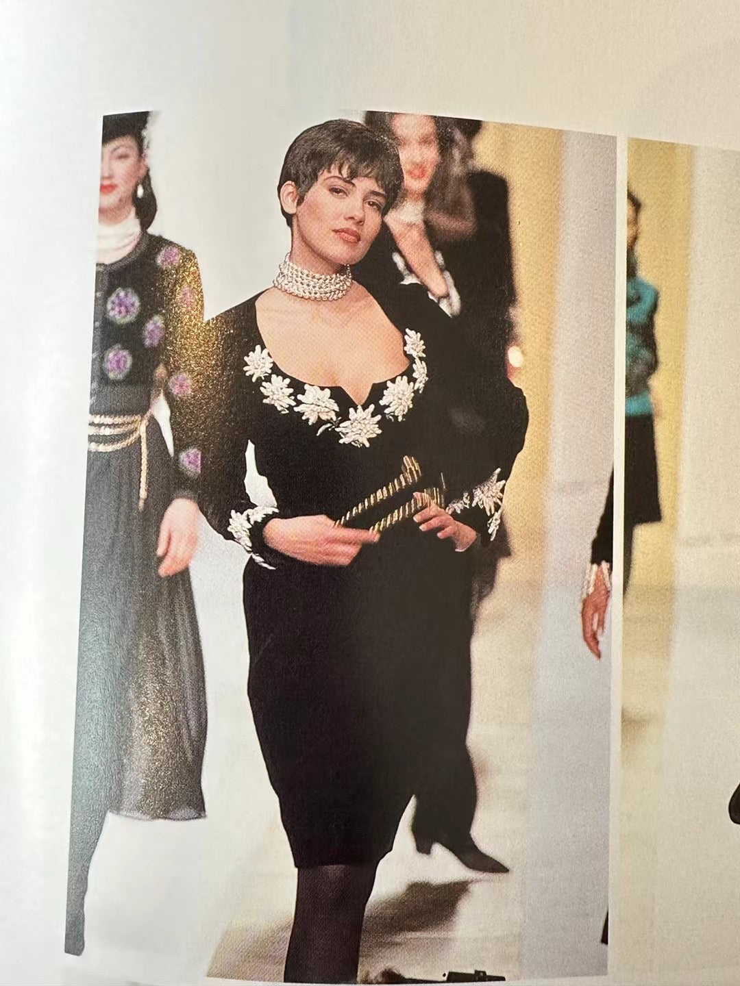 Chanel 1990 Velvet and Edelweiss Dress Size:40