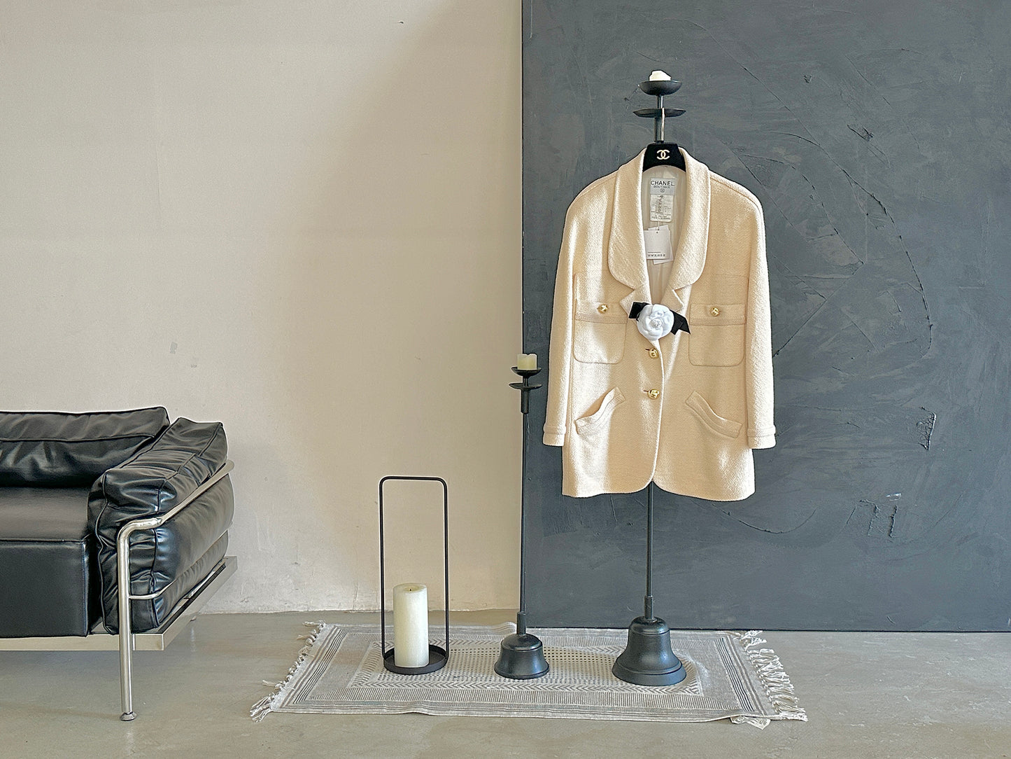 Chanel beige mid length jacket size:40