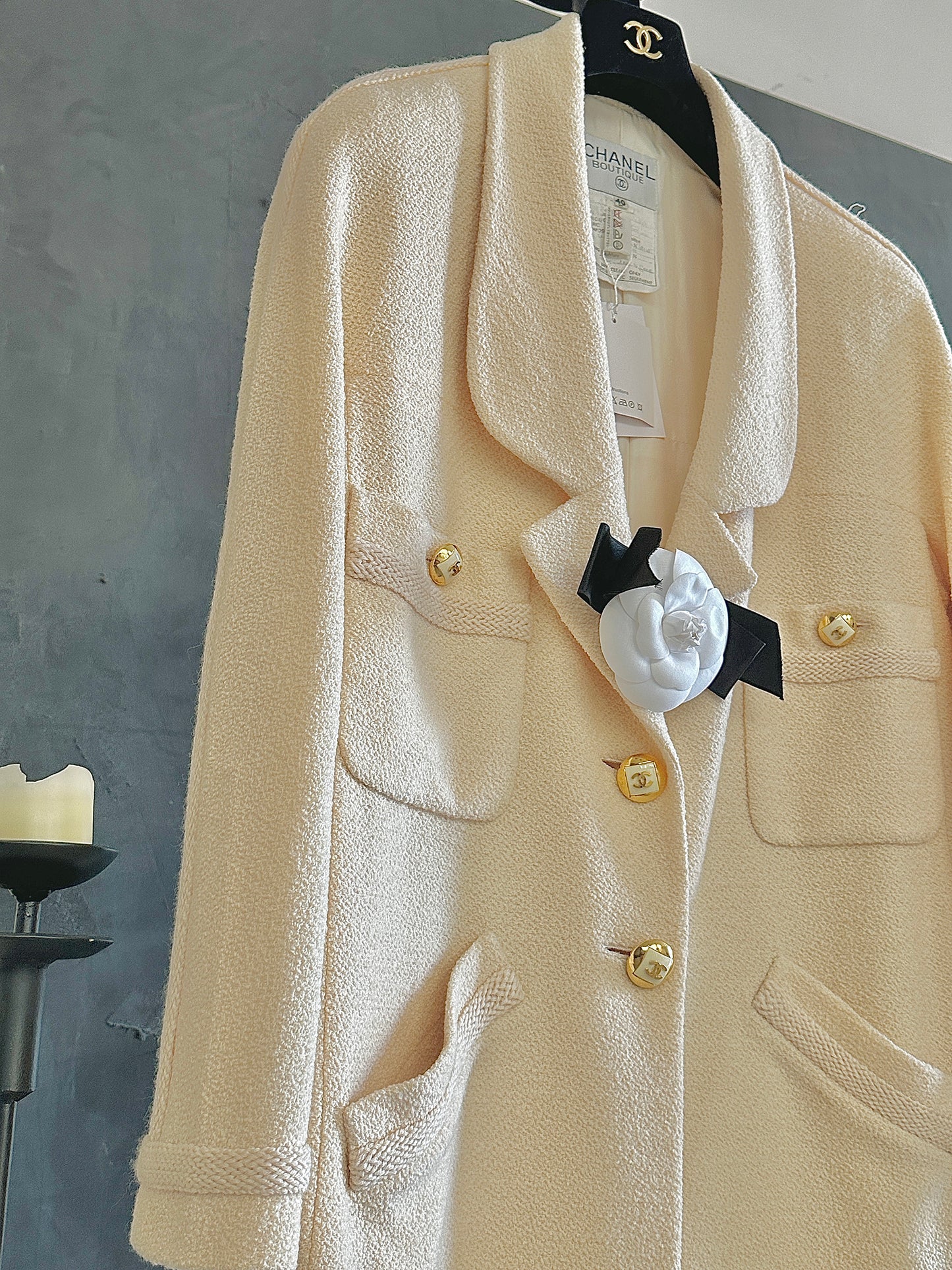 Chanel beige mid length jacket size:40