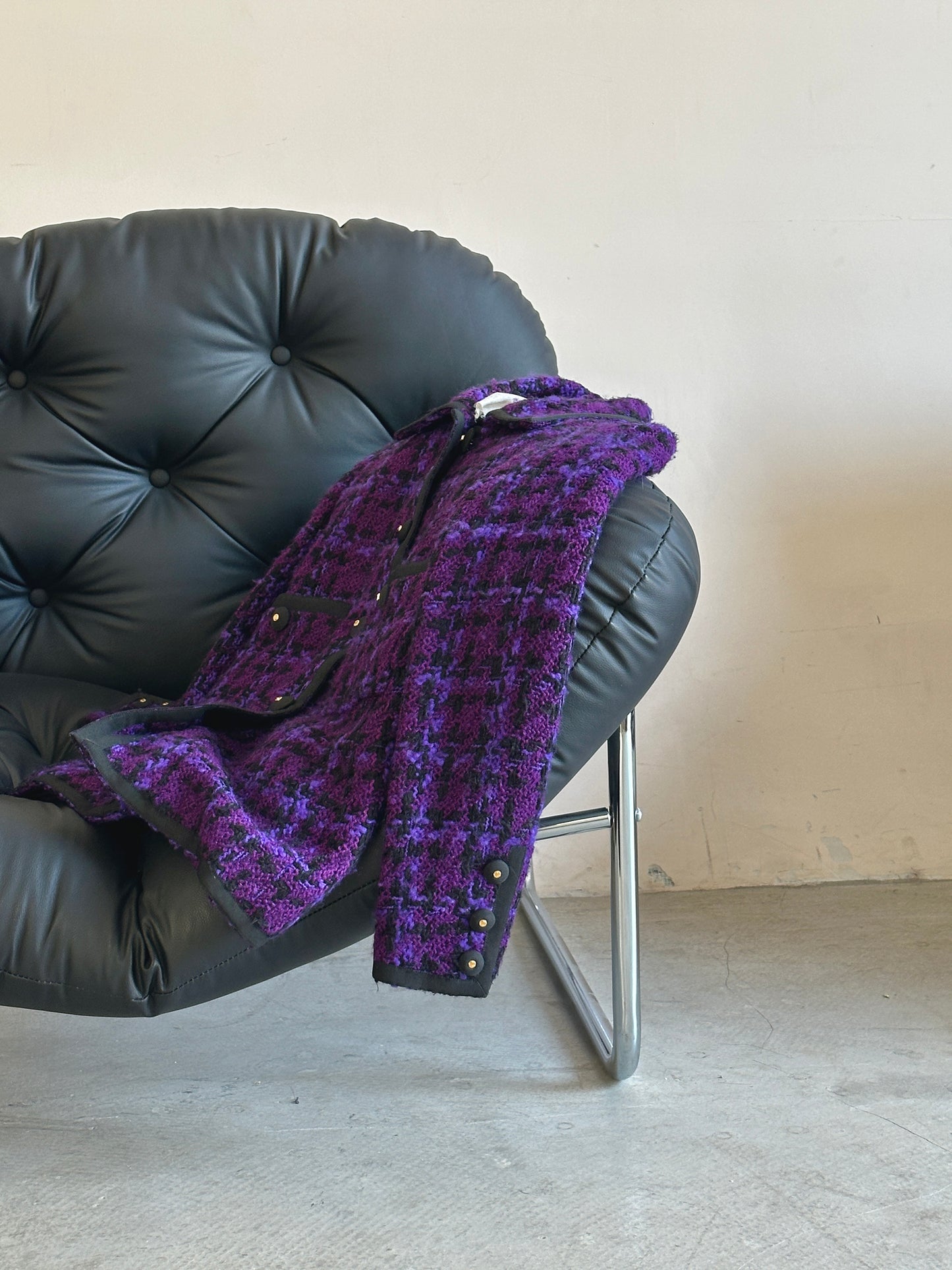 Chanel 80s purple tweed jacket size:36