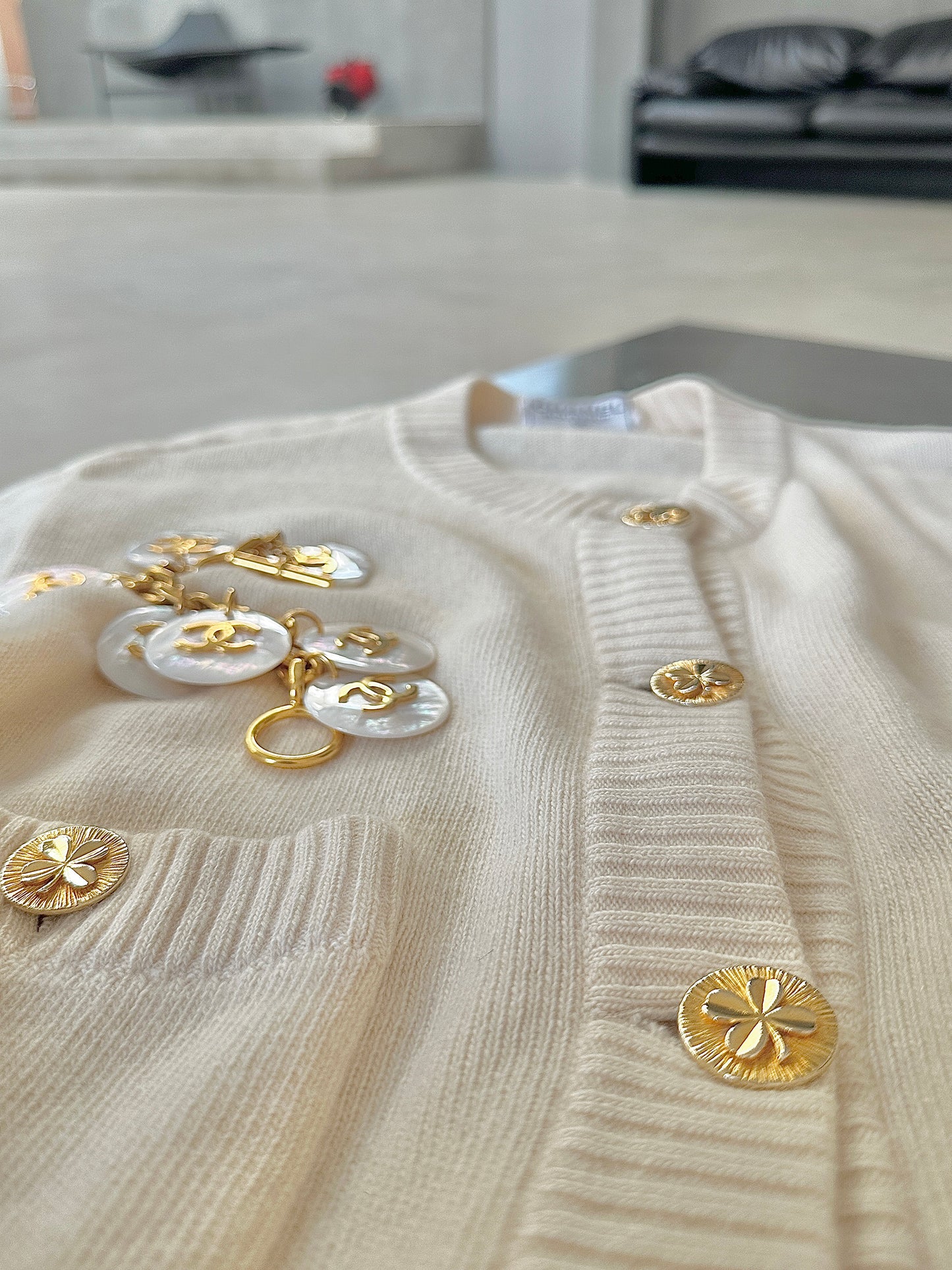 Chanel 80s Clover Button Cashmere Cardigan size:38