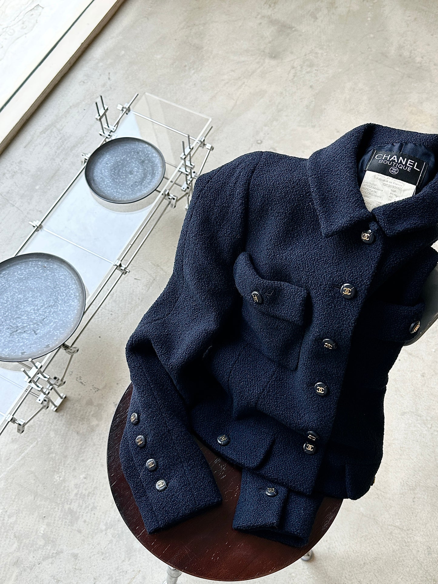 Chanel 1995 Blue Woolen Coat size:38