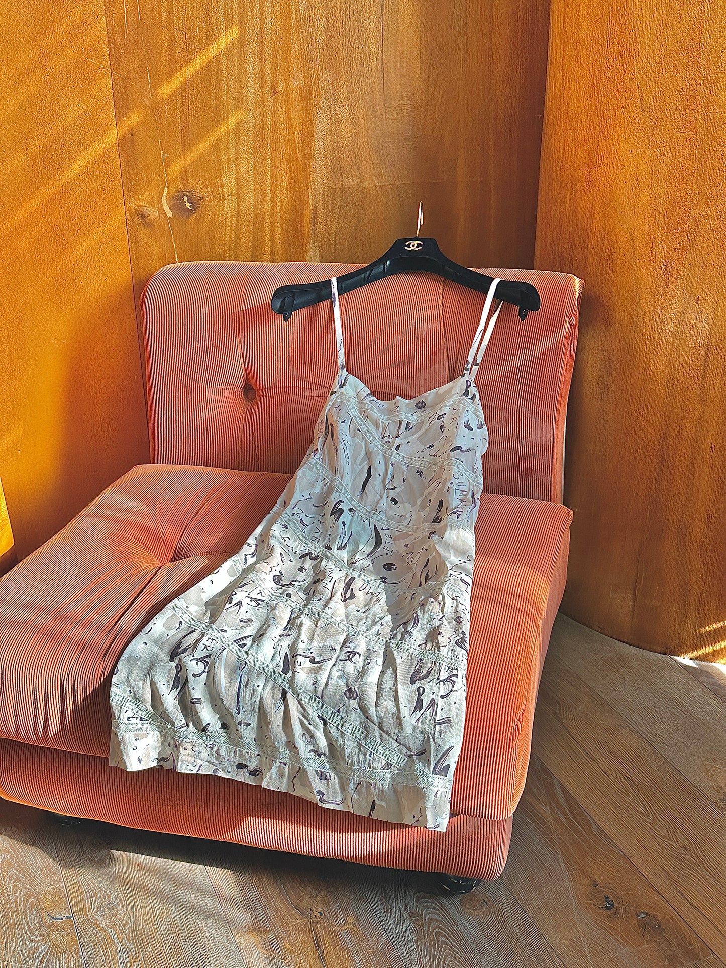 Chanel silk graffiti camisole dress Size: 40