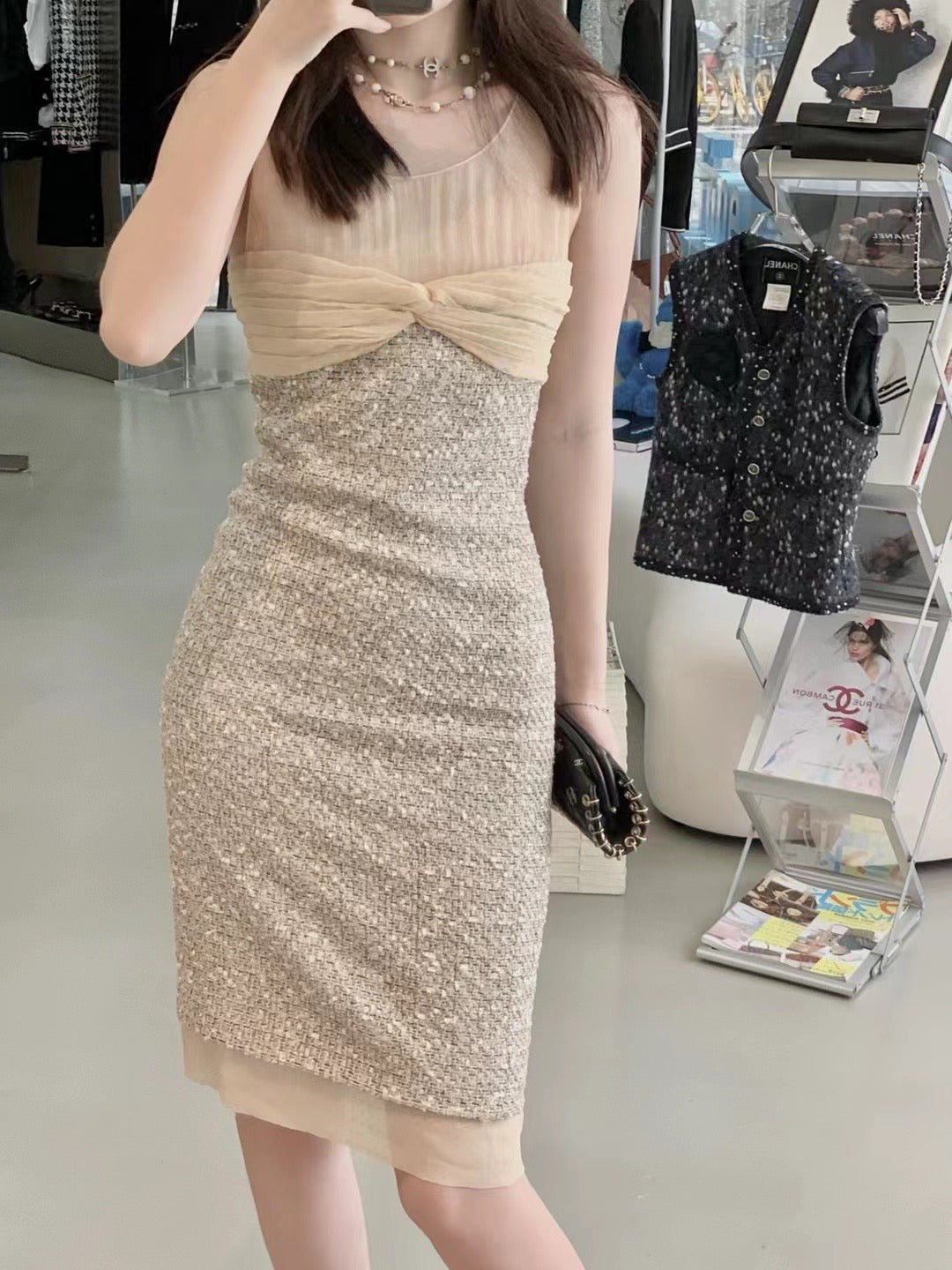 Chanel Show Lace Woolen Dress Size: 36