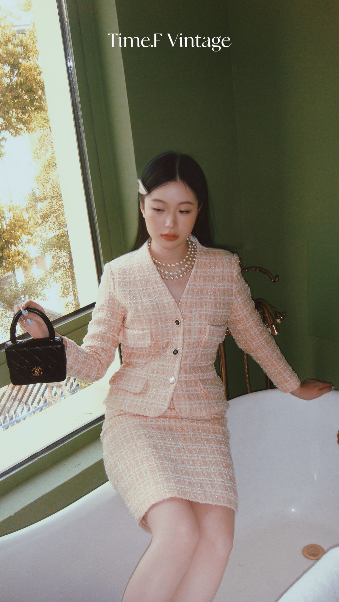 Chanel 1990s pink tweed suit Size:36
