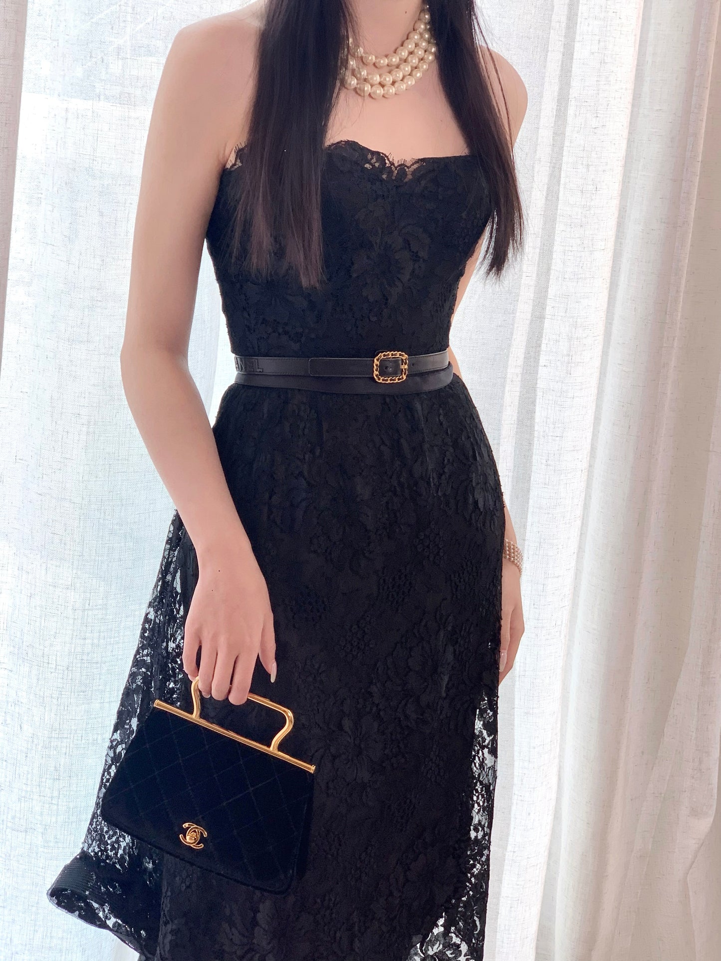 Chanel 1995 rare lace strapless dress dress size:36