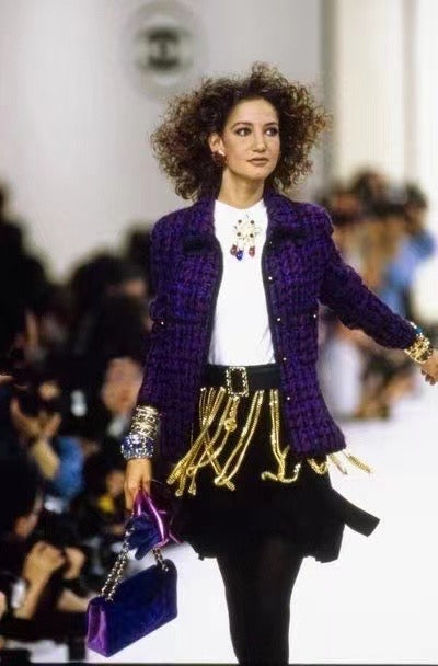 Chanel 80s purple tweed jacket size:36
