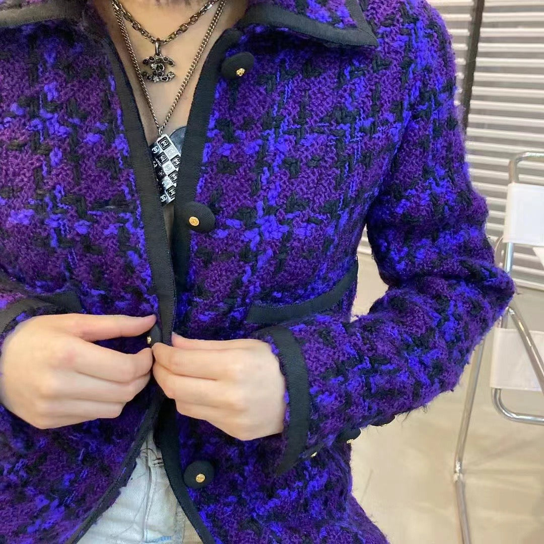 Chanel 80s purple tweed jacket size:36