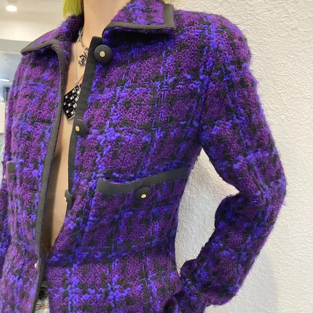 Chanel 80s purple tweed jacket size:36