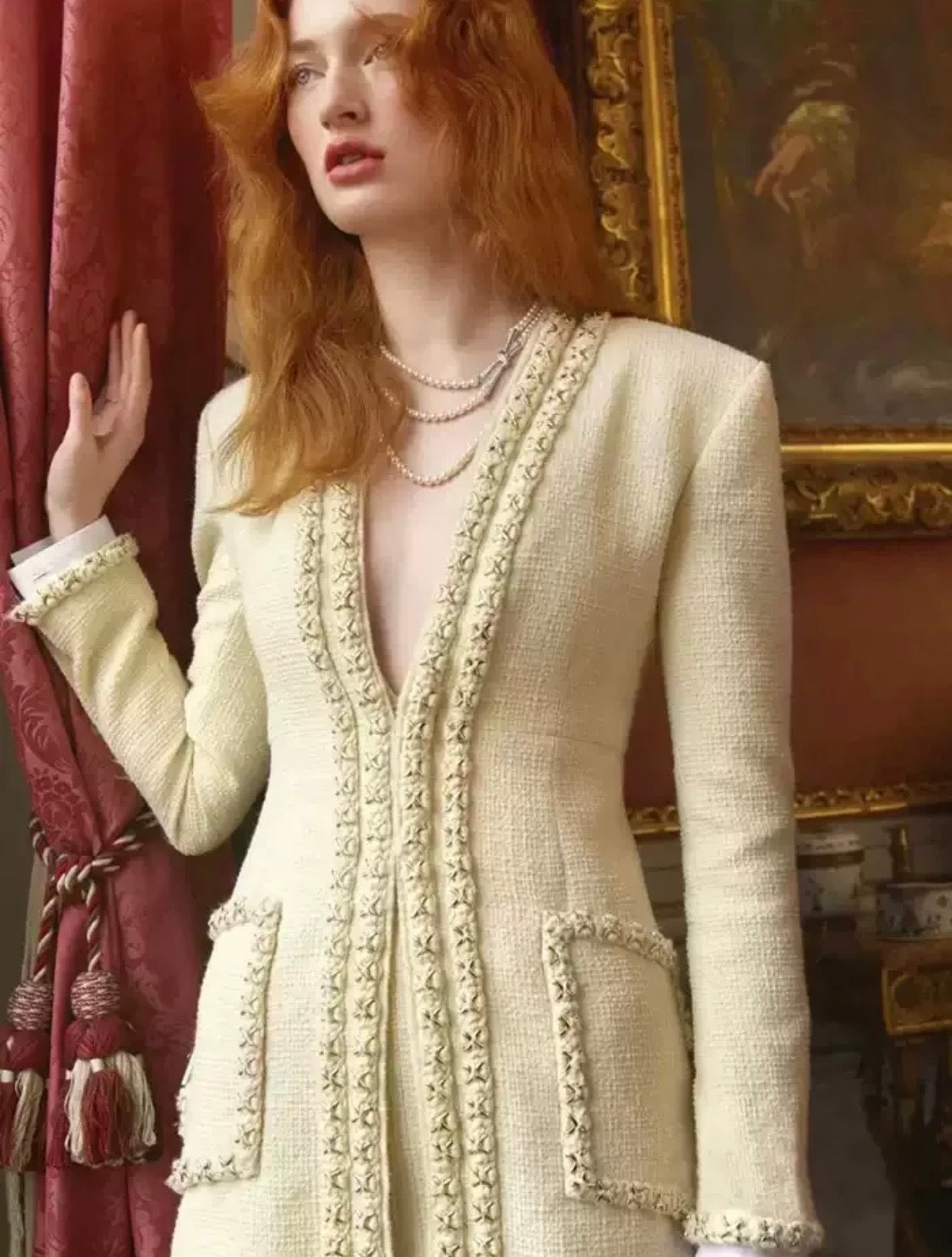 Chanel 2014 off white jacket Size:48