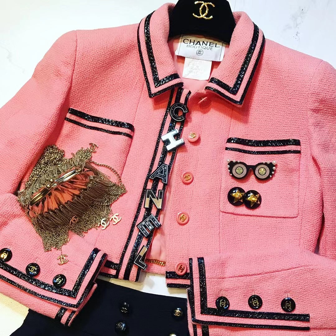 Chanel mirror logo r acrylic brooch