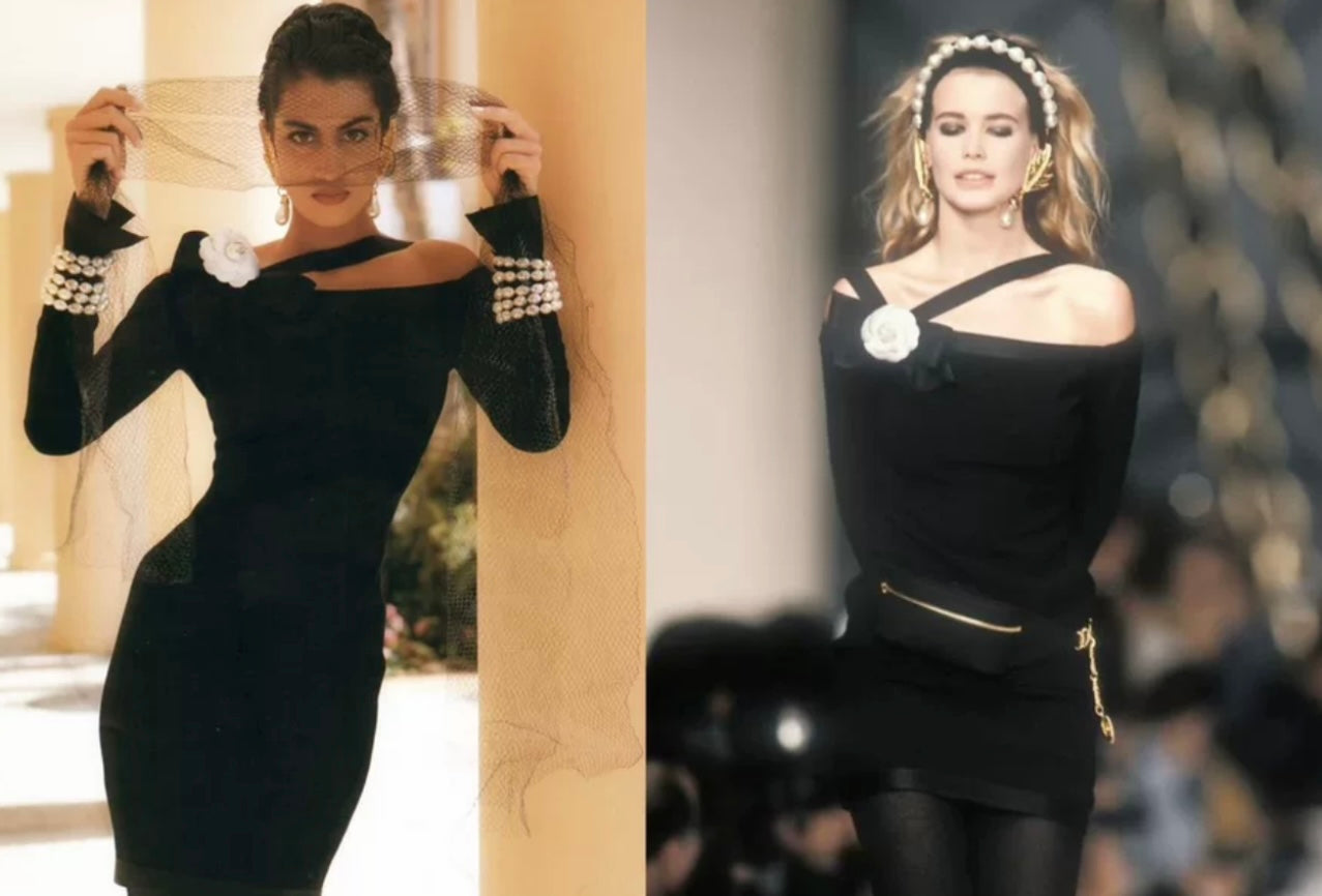 Chanel 1990 Black Camellia Dress Size:40