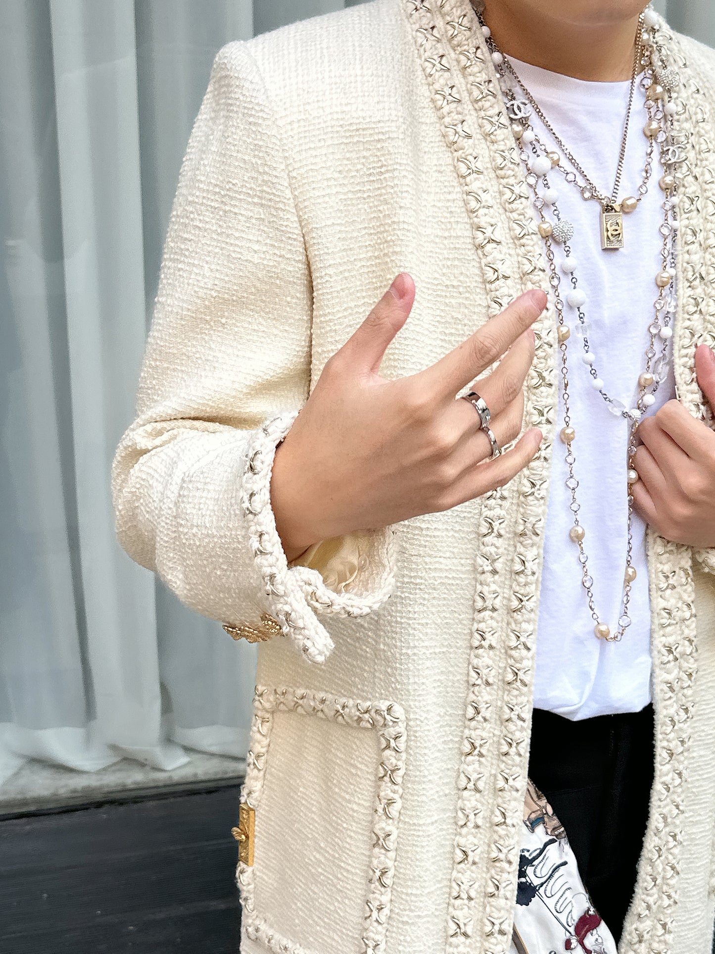 Chanel 2014 off white jacket Size:48