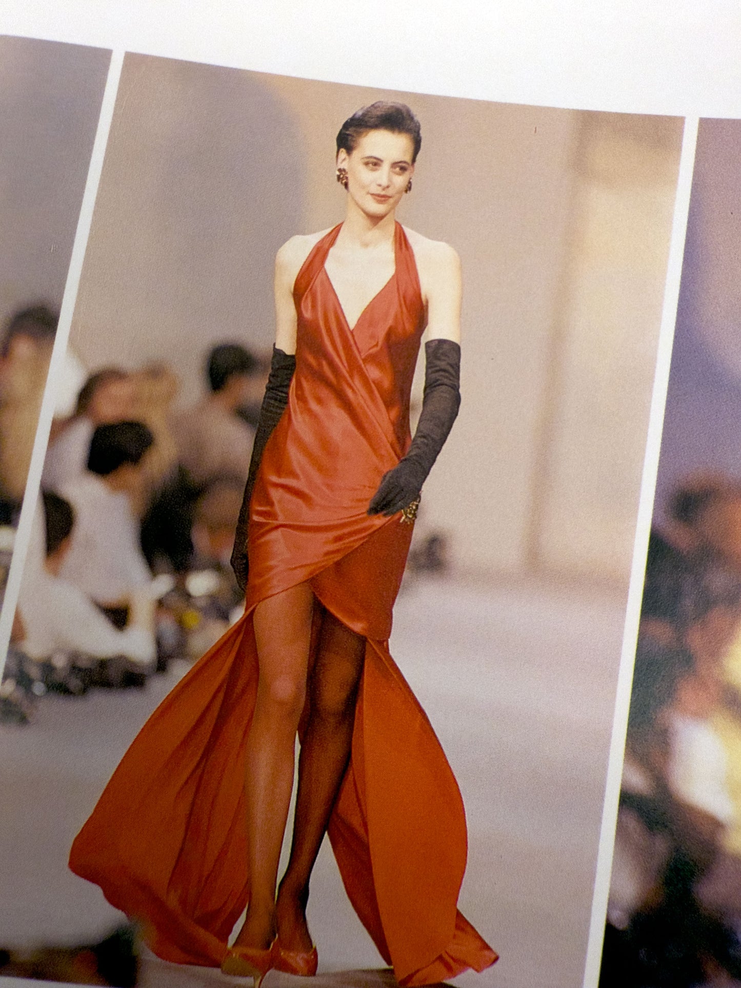 Chanel 1985 Elegant Red Satin Dress Long Skirt Size:36