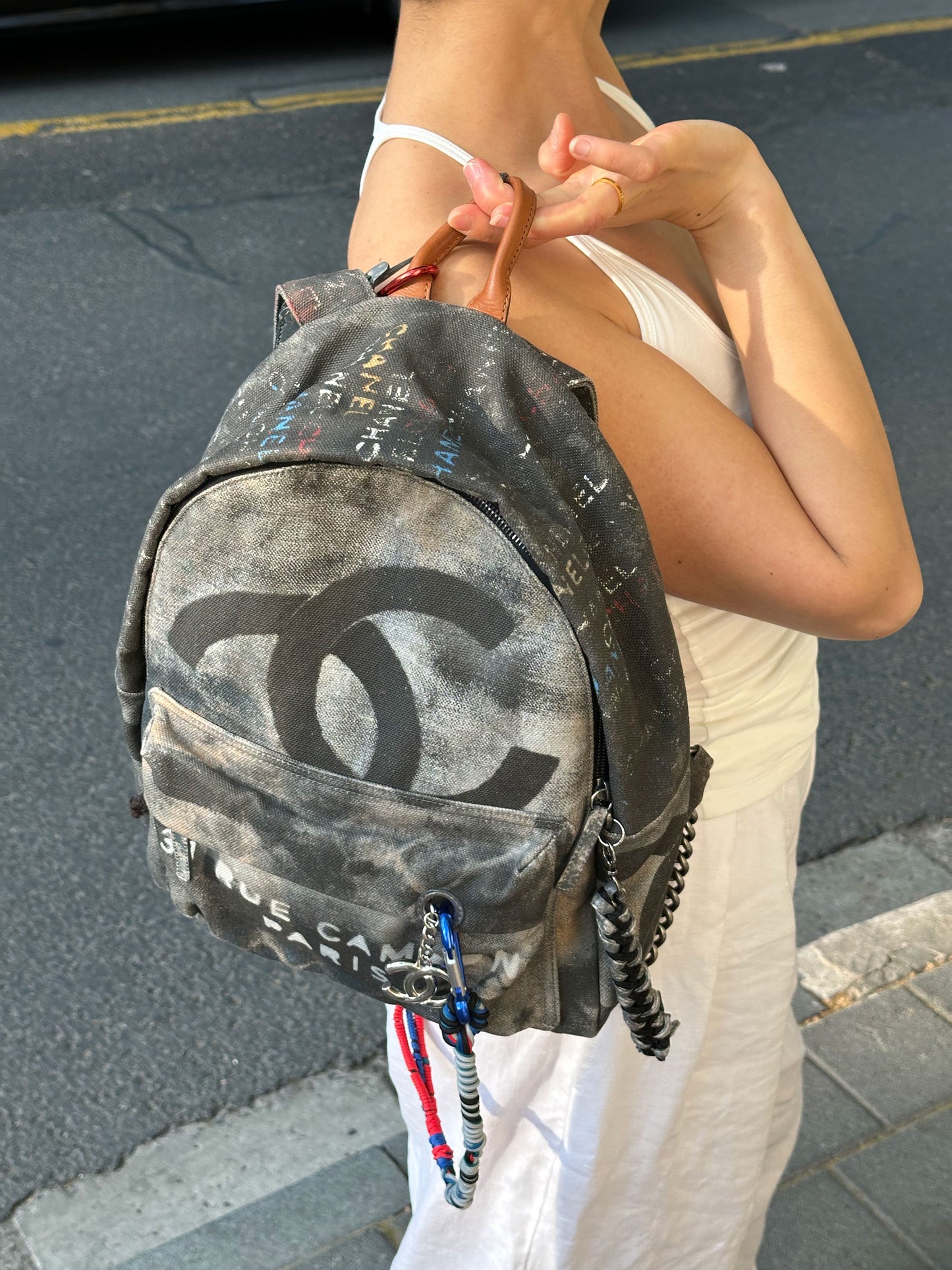 Chanel Anti war denim backpack bag