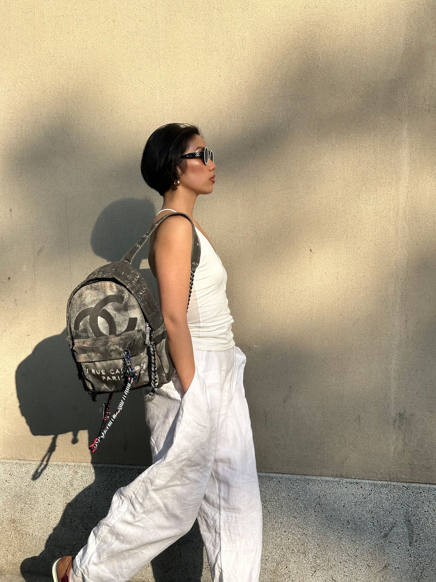 Chanel Anti war denim backpack bag