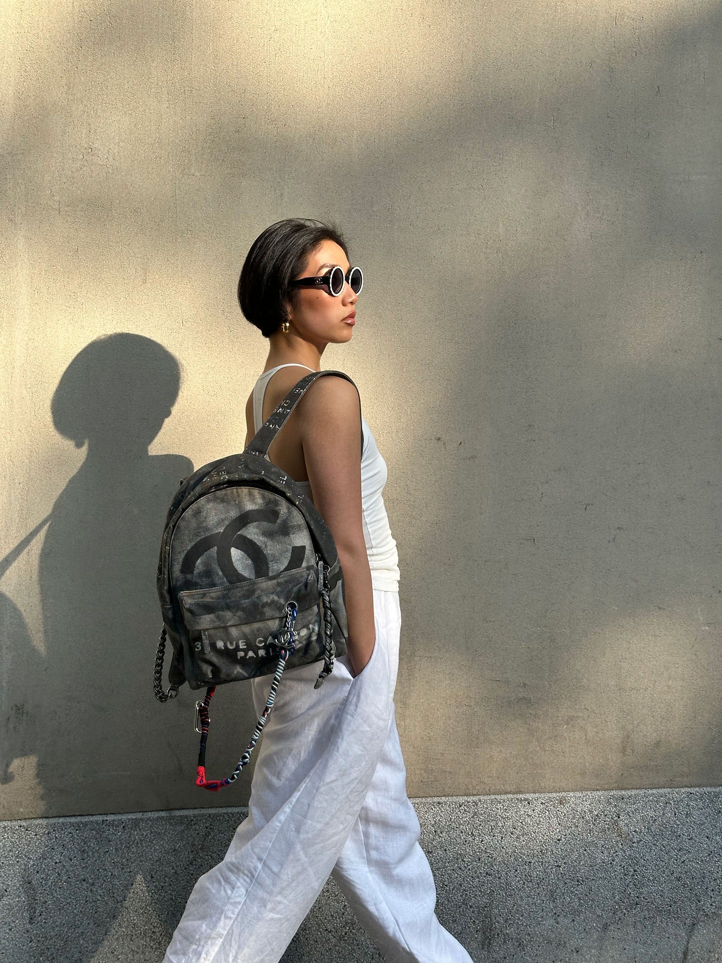 Chanel Anti war denim backpack bag