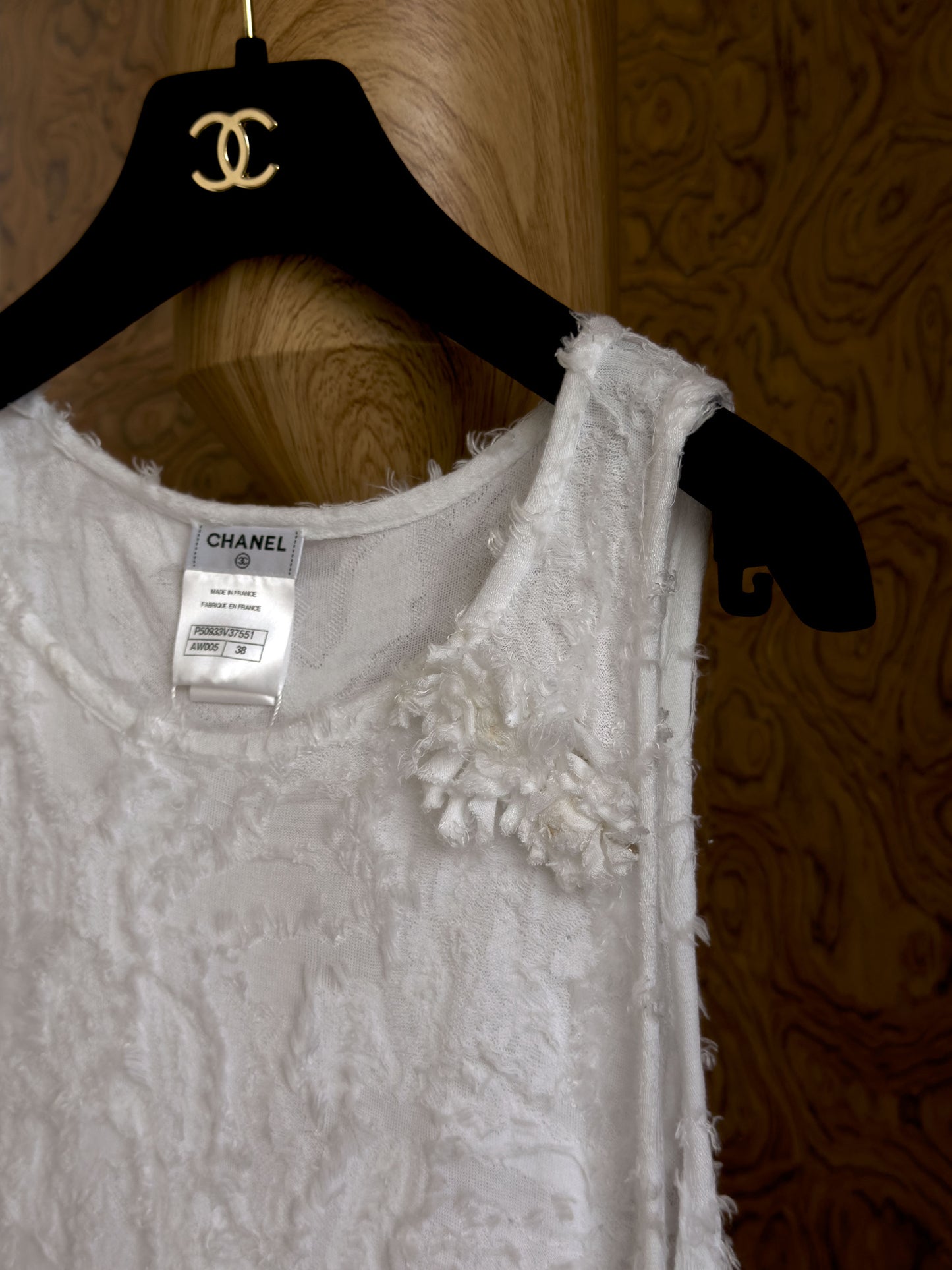 Chanel White camellia vest Size:40