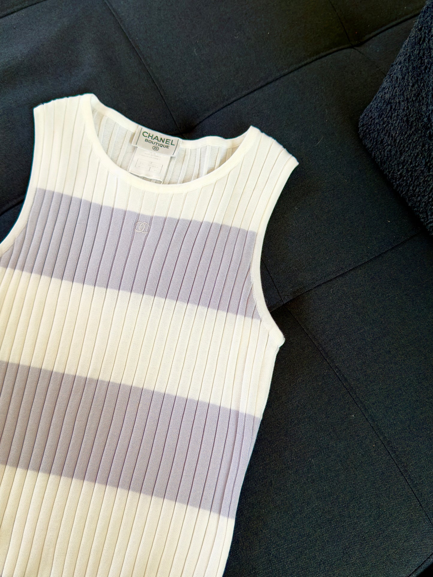 Chanel wide striped knitted vest SIze:36
