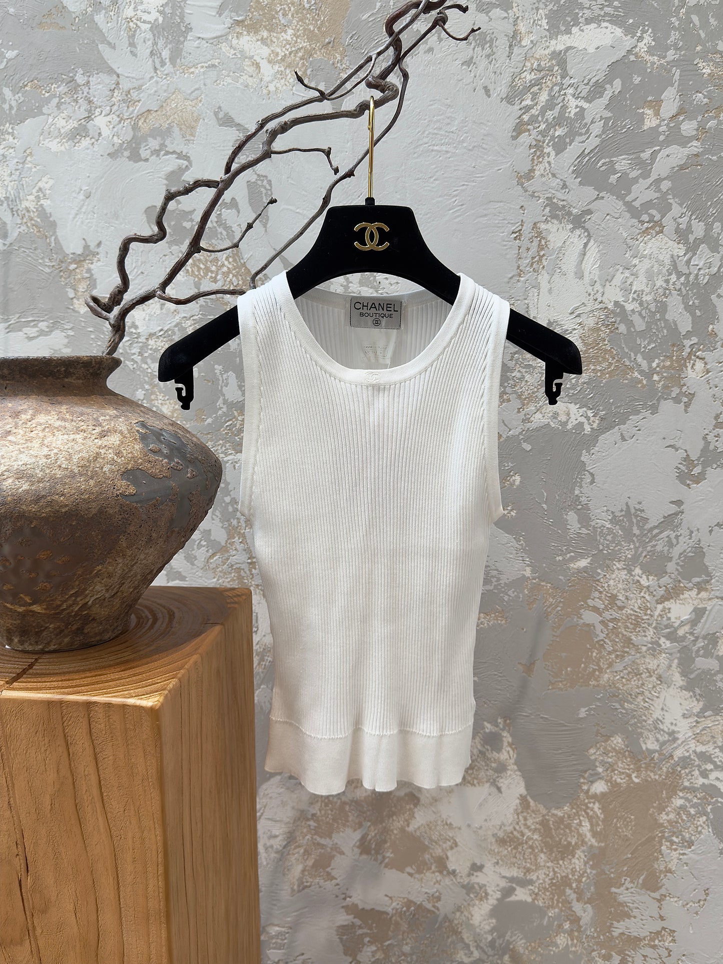 Chanel White knitted vest Size:38