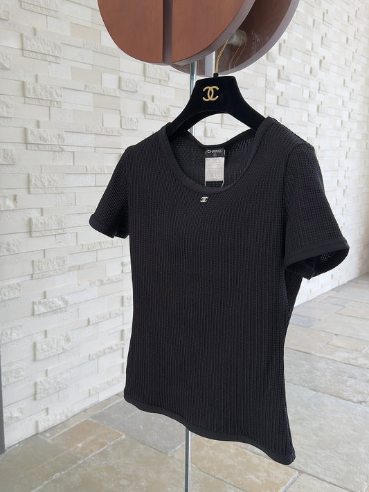 Chanel Black CC logo short sleeved shirt Size:38