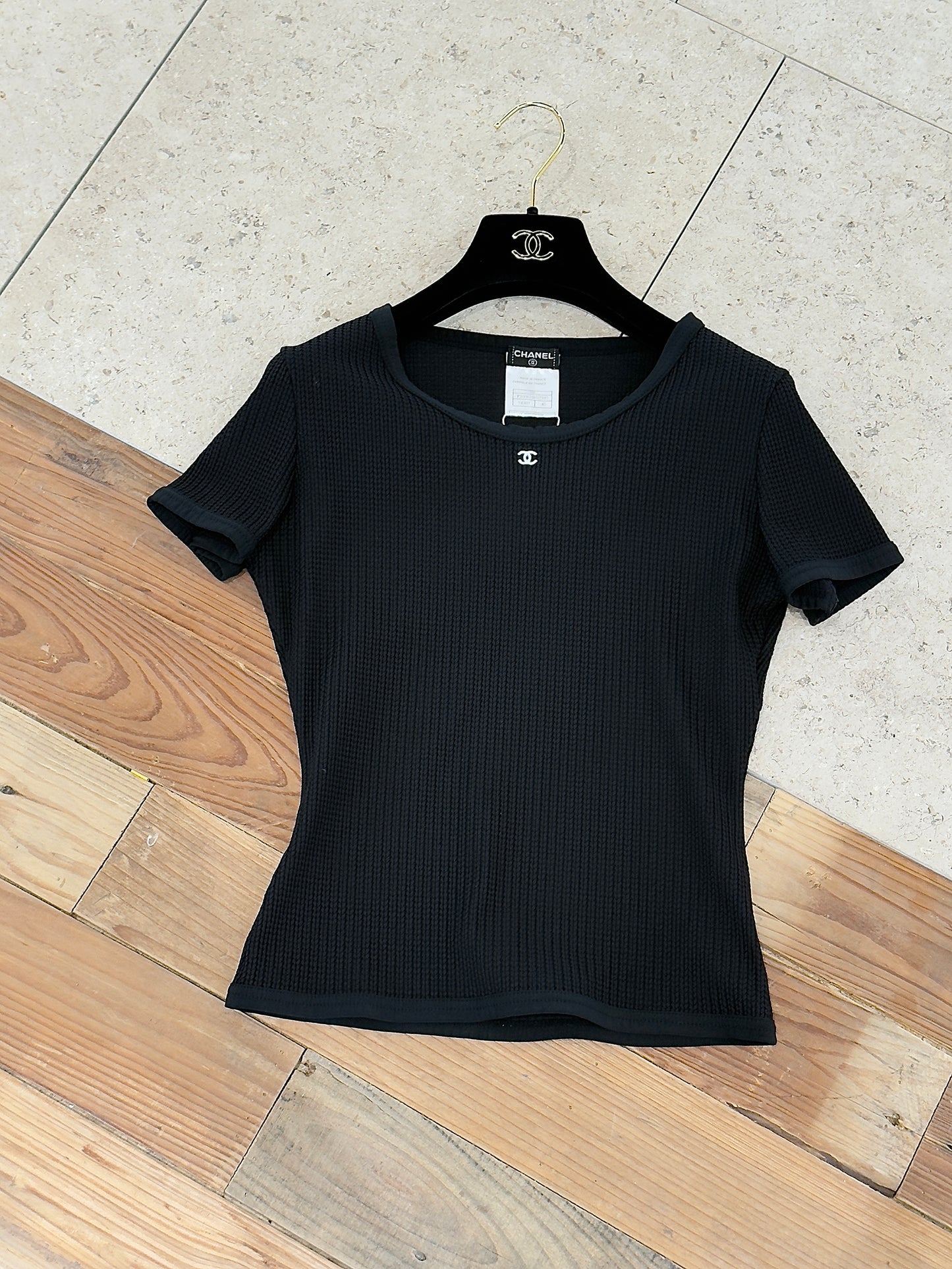 Chanel Black CC logo short sleeved shirt Size:38