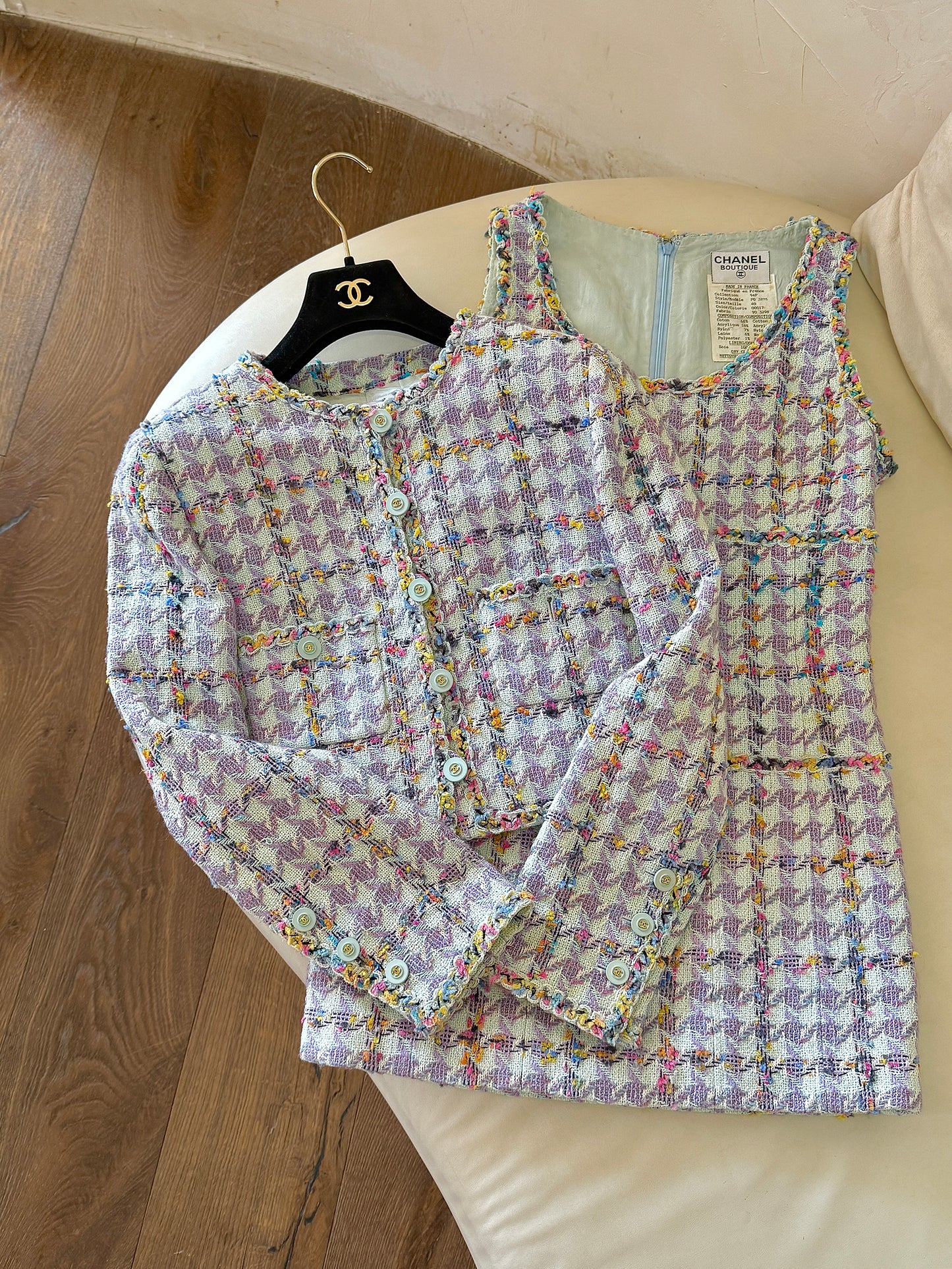 Chanel '95 vintage purple tweed suit Size:40