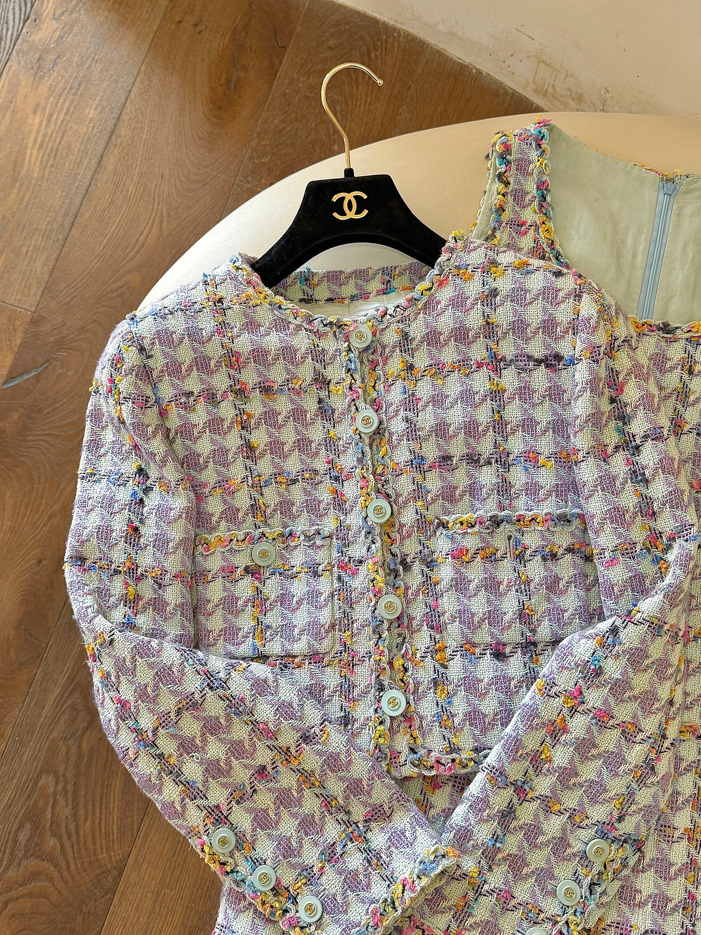 Chanel '95 vintage purple tweed suit Size:40