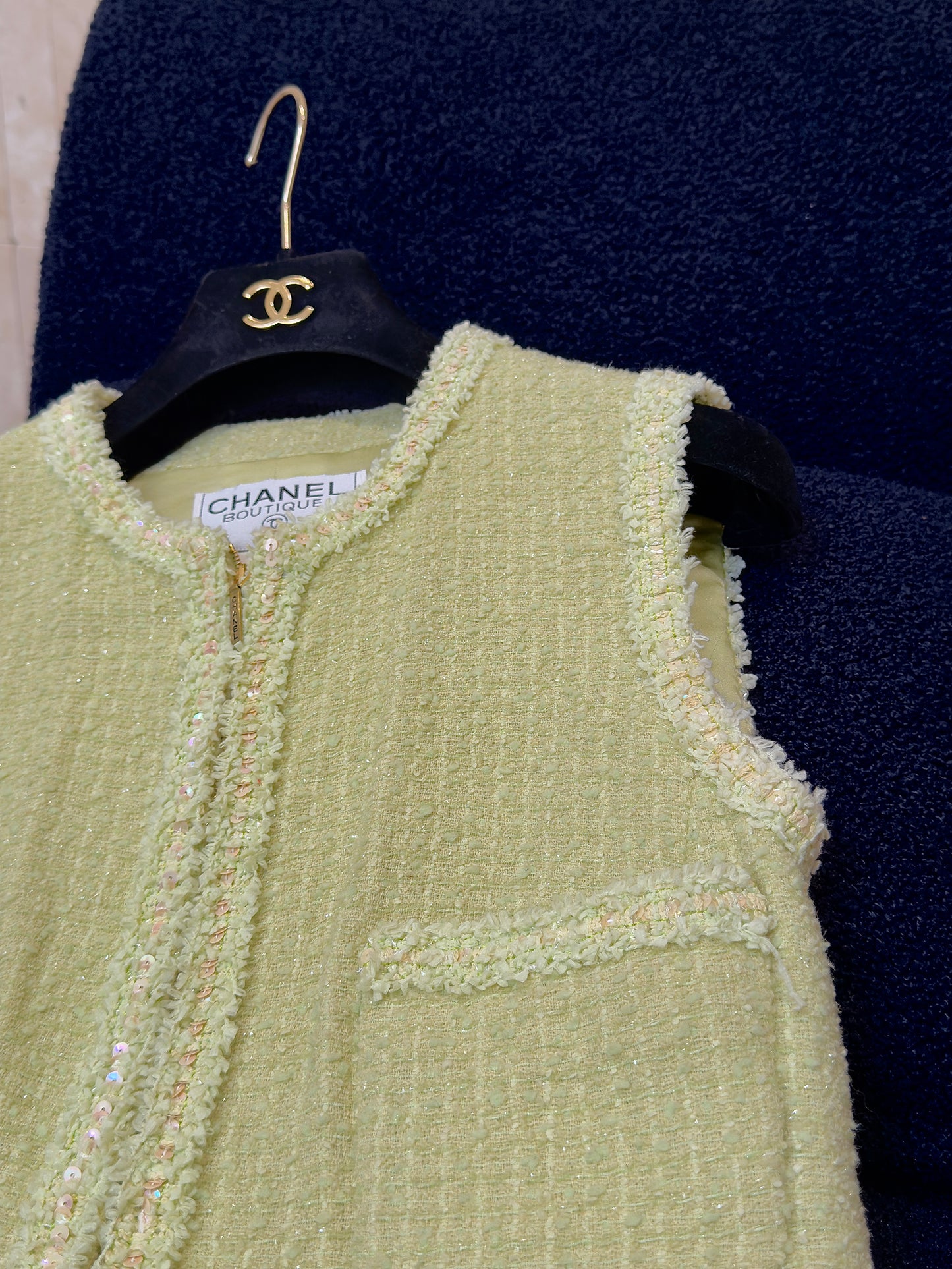 Chanel 1995 Green Tank Top Half Skirt Set Size:40