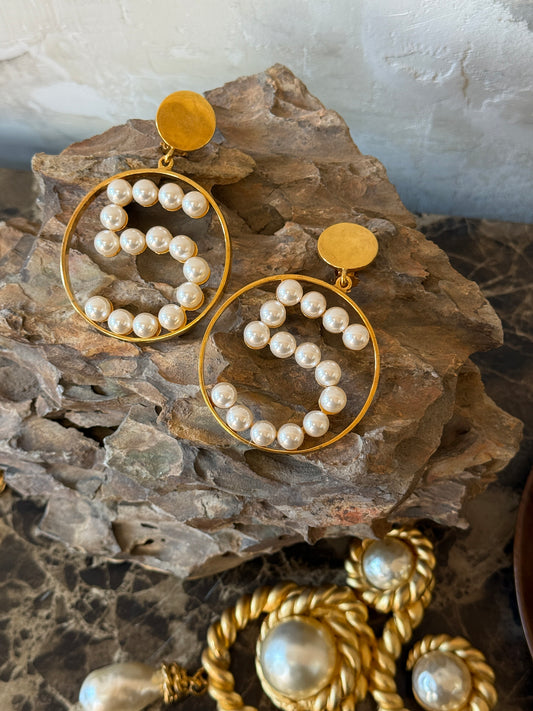 Chanel exaggerated pearl No.5 earrings from the 1980s