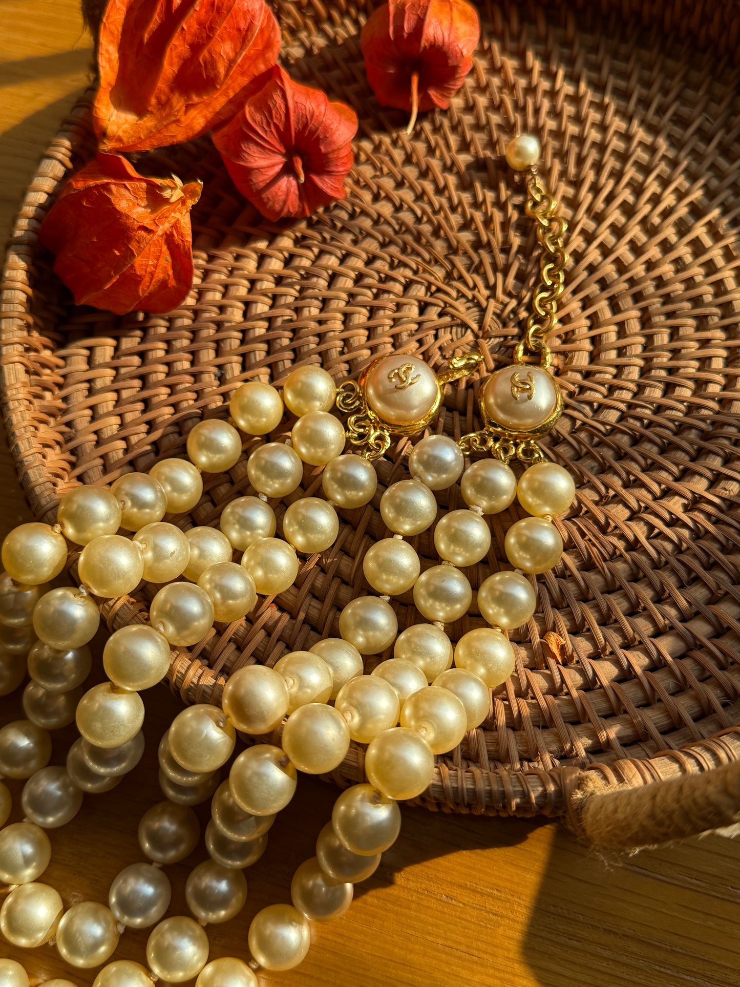 Chanel classic three-layer pearl necklace
