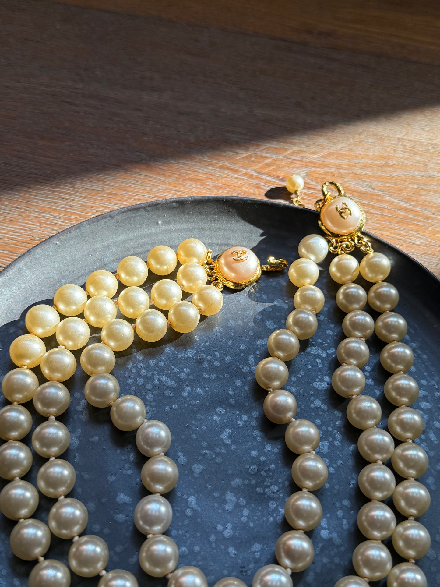 Chanel classic three-layer pearl necklace