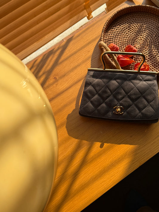 Chanel classic gray suede handbag
