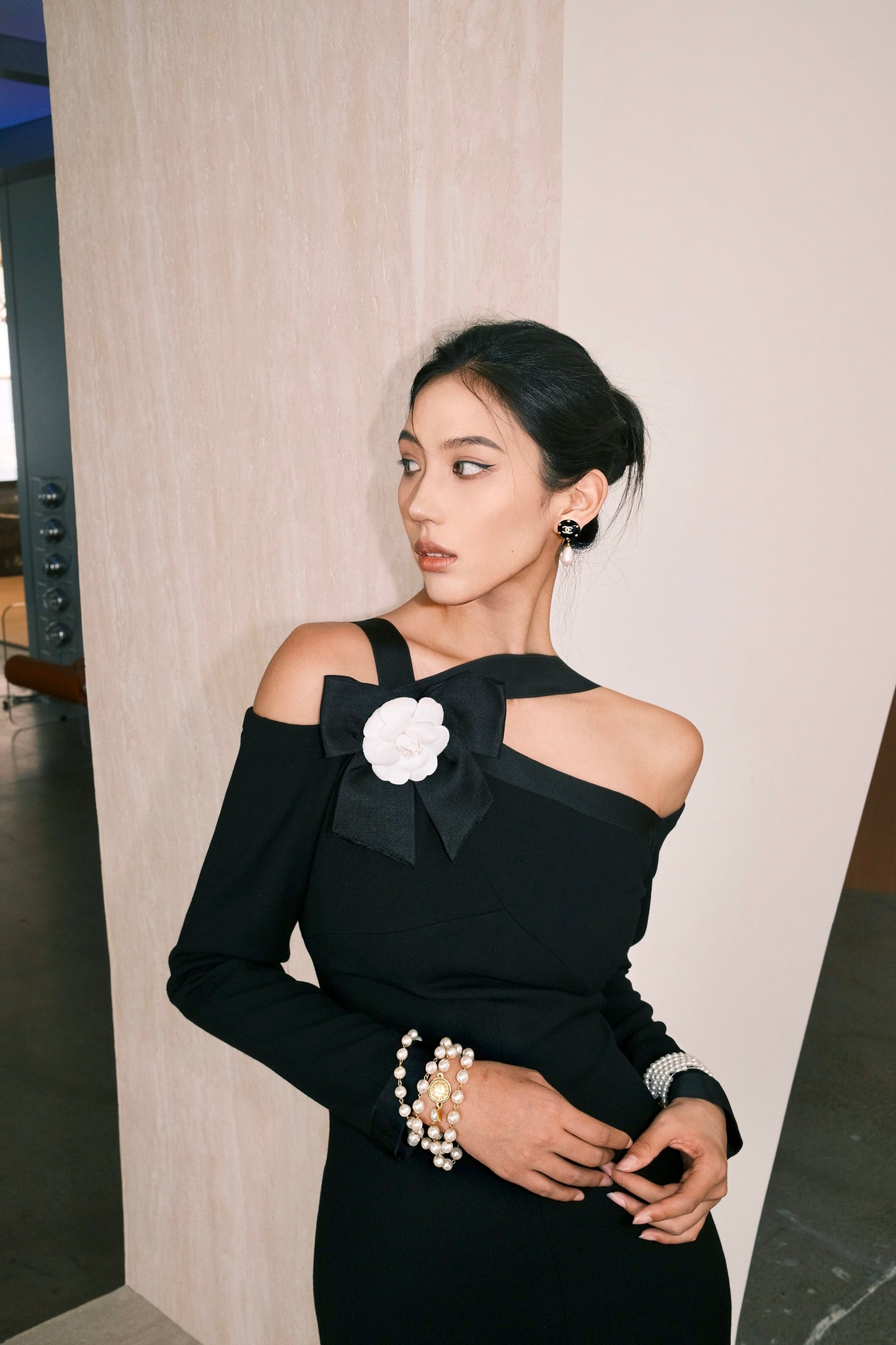 Chanel 1990 Black Camellia Dress Size:40